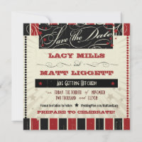 Rustic Poster: Red & Black Save the Date