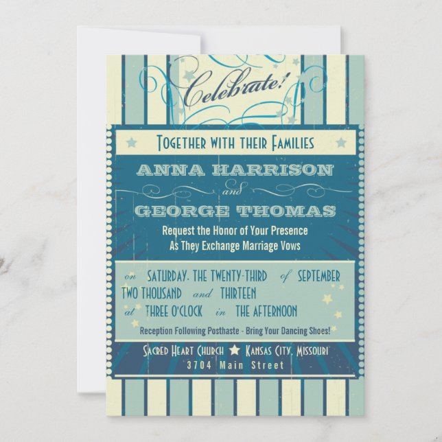 Rustic Poster: Sandy Beach Custom Wedding Invitation (Front)