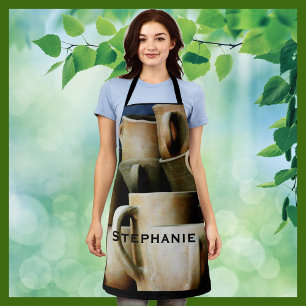 Rustic Pottery Ceramic Mugs Apron