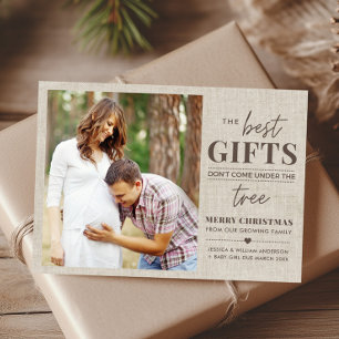 Rustic Pregnancy Announcement Christmas Card