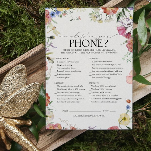 Rustic Pressed Floral Bridal Shower Phone Game (Bridal Shower Game!)