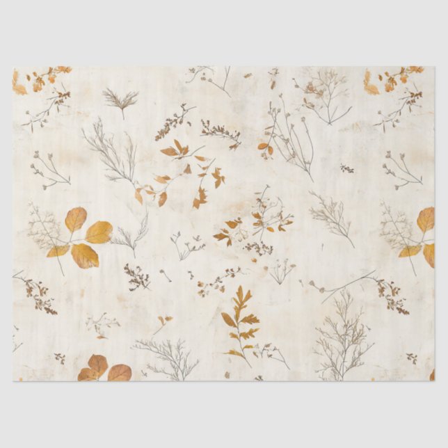 Rustic Pressed Leaves Pattern –Autumn Botanical 13 Tissue Paper (Front)