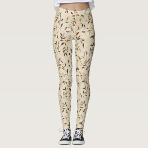 Rustic Pressed Leaves Pattern – Autumn Botanical 3 Leggings