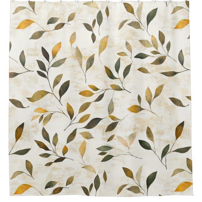 Rustic Pressed Leaves Pattern – Autumn Botanical 6 Shower Curtain (Front)