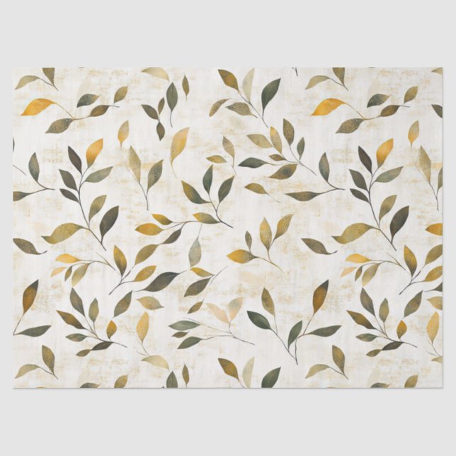 Rustic Pressed Leaves Pattern – Autumn Botanical 6 Tissue Paper (Front)