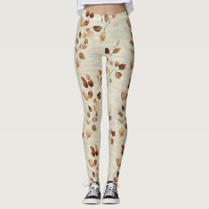 Rustic Pressed Leaves Pattern – Autumn Botanical 9 Leggings
