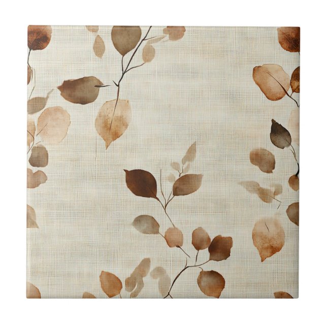 Rustic Pressed Leaves Pattern – Autumn Botanical 9 Tile (Front)