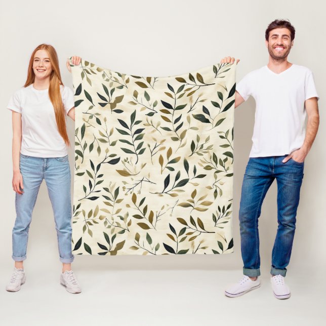 Rustic Pressed Leaves Pattern – Autumn Botanical Fleece Blanket (In Situ)