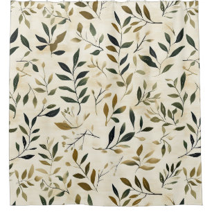 Rustic Pressed Leaves Pattern – Autumn Botanical Shower Curtain