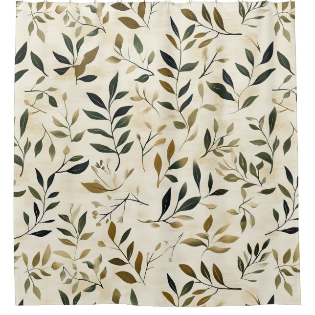 Rustic Pressed Leaves Pattern – Autumn Botanical Shower Curtain (Front)