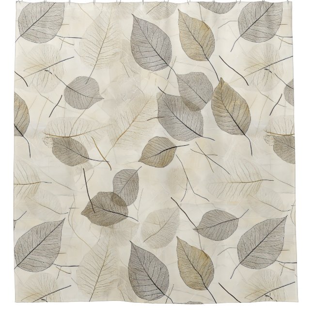 Rustic Pressed Leaves with Warm Earth Palette Shower Curtain (Front)