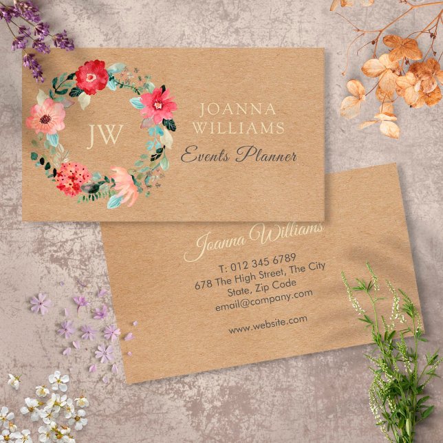 Rustic Pretty Floral Garland Business Card (Creator Uploaded)