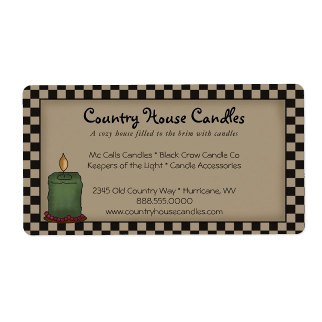 Rustic Primitive Candle Checked Country  (Front)