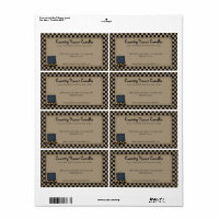 Rustic Primitive Candle Checked Country Label