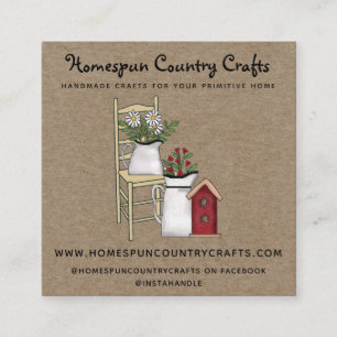 RUSTIC PRIMITIVE COUNTRY BUSINESS CARD ON KRAFT