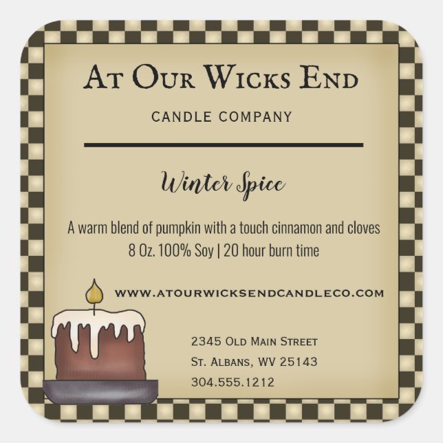 Rustic Primitive Country Candle Product Labels  (Front)