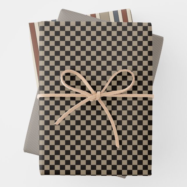 Rustic Primitive Country Checks Gift Wrapping Set  Paper Sheet (In situ)