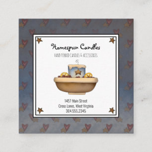 Rustic Primitive Country Grubby Candle & Stars Square Business Card