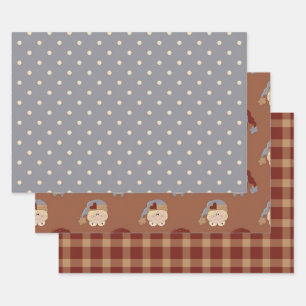 Rustic Primitive Country Homespun and Hearts  Wrapping Paper Sheet