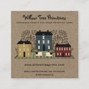 Rustic Primitive Country Kraft Square Business Card