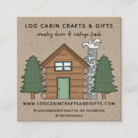 RUSTIC PRIMITIVE COUNTRY LOG CABIN ON KRAFT