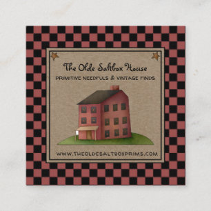 Rustic Primitive Country Saltbox House Square Business Card