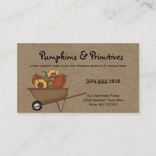 Rustic Primitive Fall Pumpkins and Sunflowers Business Card