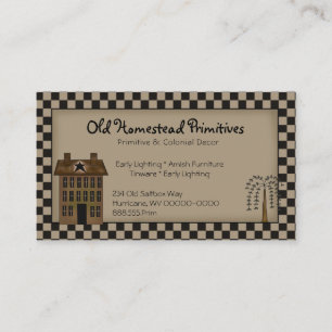 Rustic Primitive Saltbox Willow Tree Country Business Card