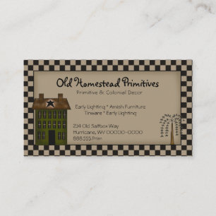 Rustic Primitive Saltbox Willow Tree Country Business Card