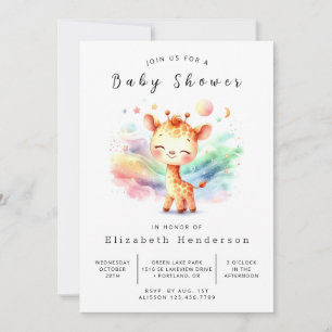 Rustic Printable Giraffe Baby Shower Invitation