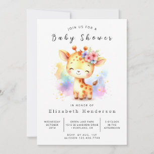 Rustic Printable Giraffe Baby Shower Invitation