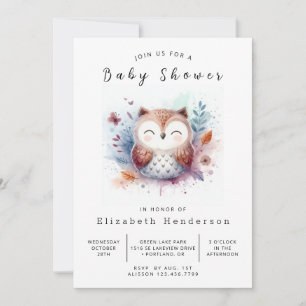 Rustic Printable Owl Baby Shower Invitation