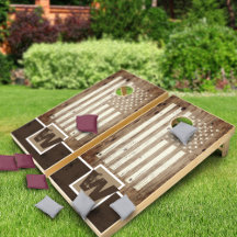 Rustic Printed Wood USA Flag Family Monogram