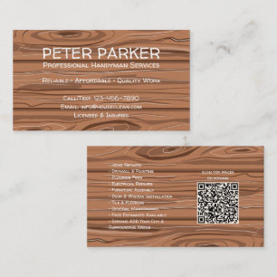 Rustic Professional Contractor Card with QR Code