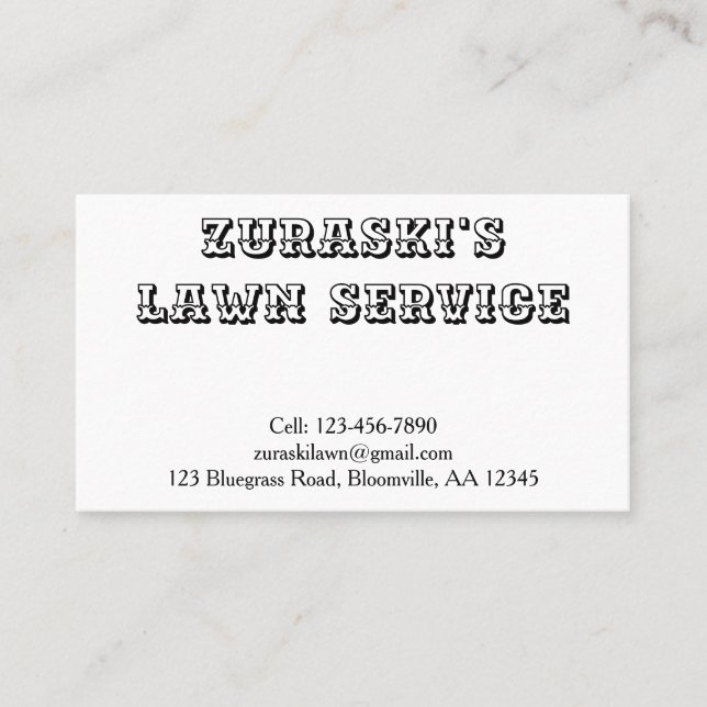 Rustic Professional Monogram Lawn Maintenance Business Card (Front)