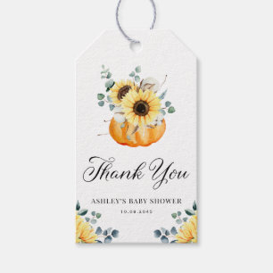Rustic Pumpkin and Sunflower Baby Shower Thank You Gift Tags