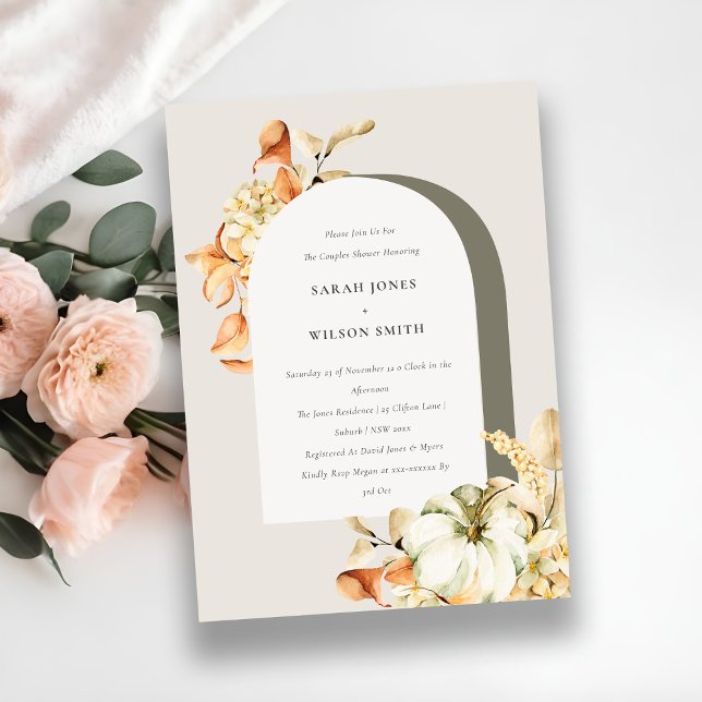 Rustic Pumpkin Arch Floral Couples Shower Invite (Creator Uploaded)
