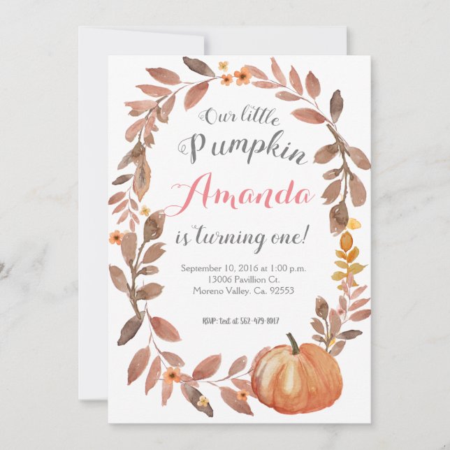 Rustic Pumpkin Autumn Fall Birthday Party Invitation (Front)