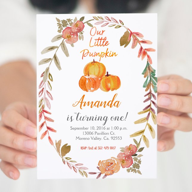 Rustic Pumpkin Autumn Fall Birthday Party Invitation (Creator Uploaded)