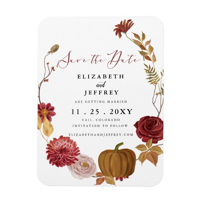 Rustic Pumpkin Autumn Fall Save The Date  Magnet (Vertical)