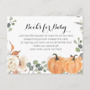 Rustic pumpkin Baby Shower - Bring a book insert Invitation Postcard