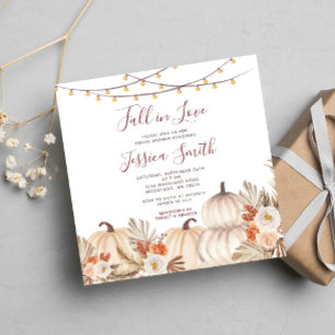 Rustic Pumpkin Boho Fall in Love Bridal Shower Invitation