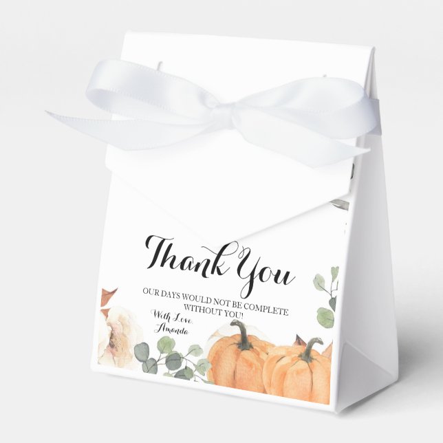 Rustic Pumpkin Boho Floral Fall in love Favour Box (Front Side)