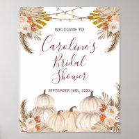Rustic Pumpkin Bridal Baby Shower Welcome Poster