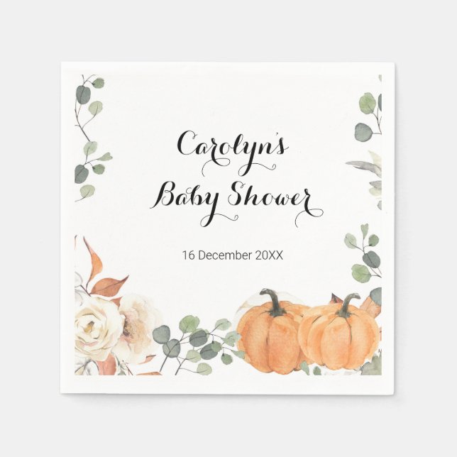 Rustic pumpkin Bridal Shower Napkin (Front)