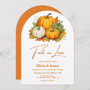 Rustic Pumpkin Burnt Orange Fall in Love Wedding Invitation