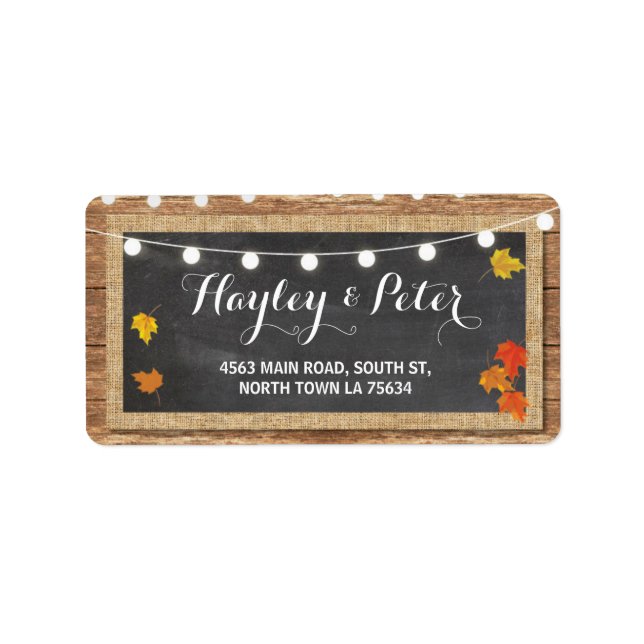 Rustic Pumpkin Chalk Address Light Labels Stickers (Front)
