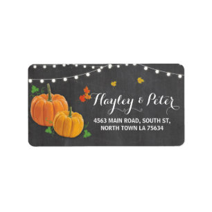 Rustic Pumpkin Chalk Lights Address Label Stickers