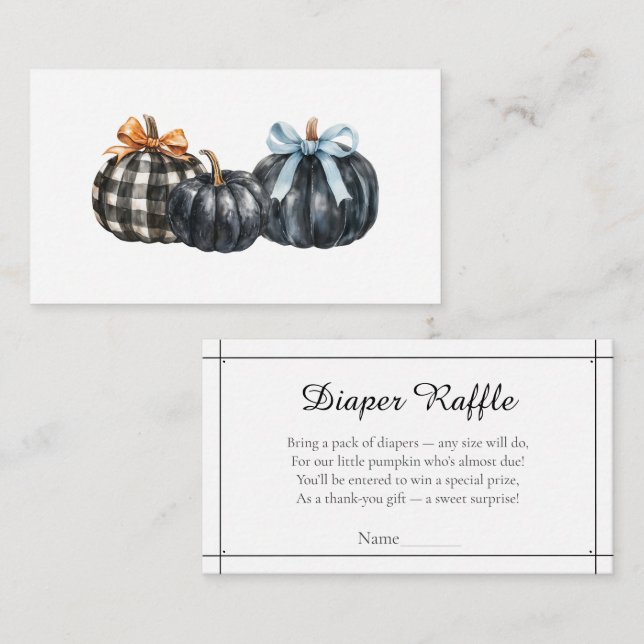 Rustic Pumpkin Diaper Raffle Enclosure Card (Front/Back)