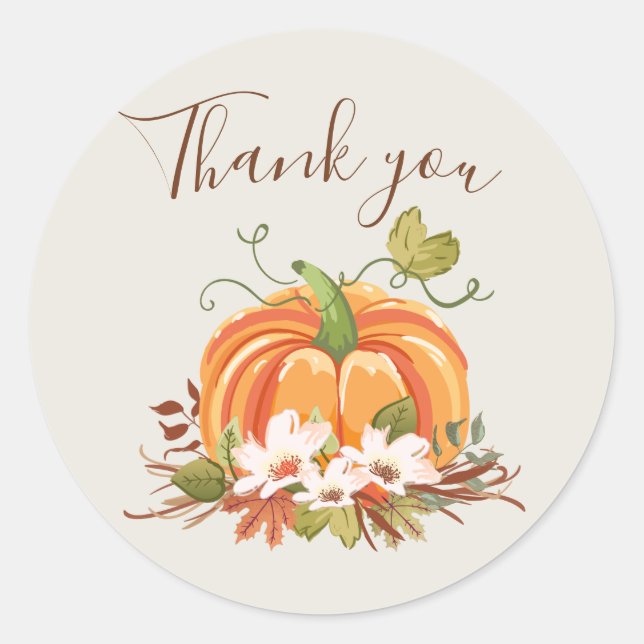 Rustic Pumpkin Envelope seal sticker Thank you (Front)